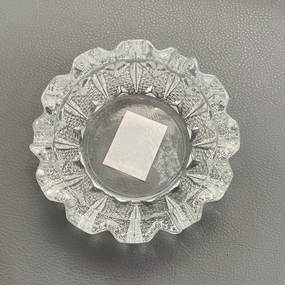 Firna Indonesia Vintage 1970 Crystal Cut Glass Round Ashtray